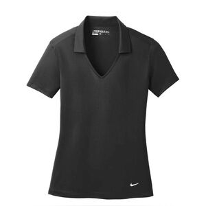 Nike Golf Womens Black Dri-FIT Short Sleeve Vertical Mesh Polo NEW Size L 637165